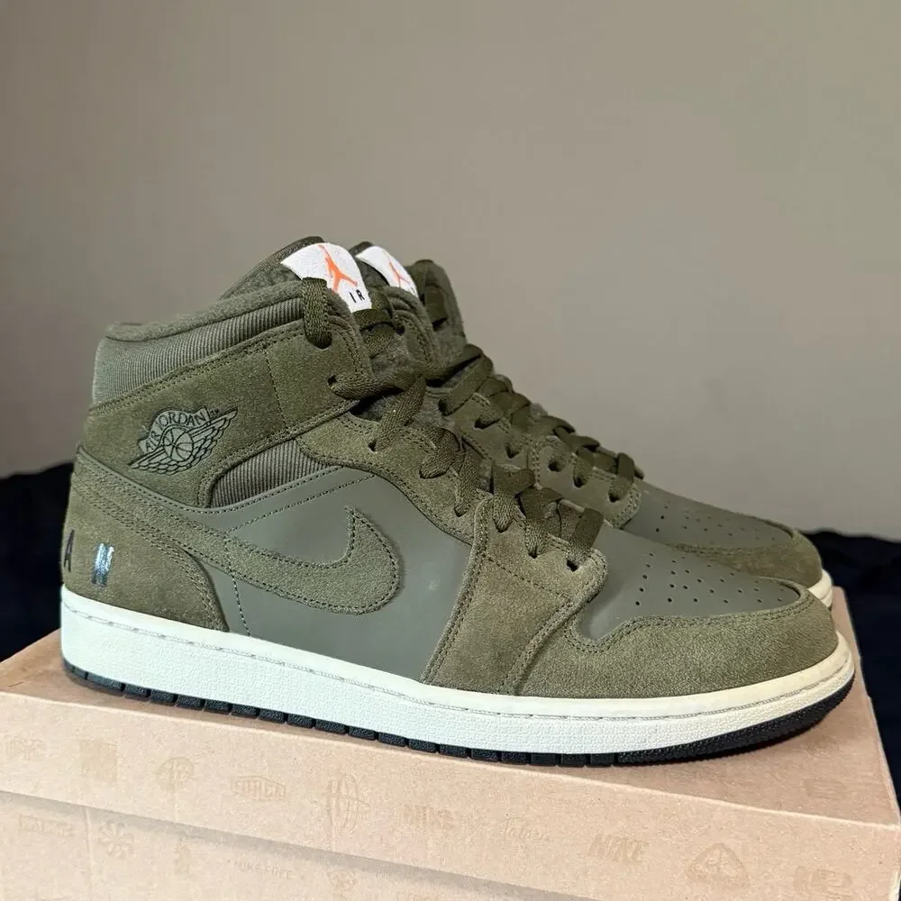 2018 Air Jordan 1 Mid Retro Olive Canvas